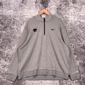 Nike Hoodie XXL Mens Kansas State Wildcats Gray Pullover Sweatshirt 1/2 Zip